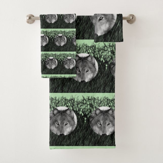 Bathroom Towel Sets Wolves (Insitu)