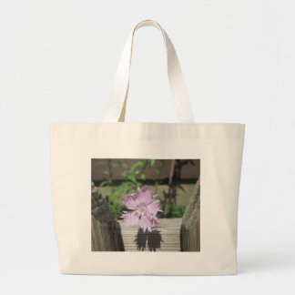 Baths Pink Dianthus on Fence Large Tote Bag