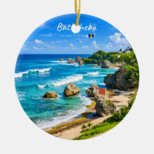 Bathsheba, Barbados - Tropical Beach Coast Ceramic Tree Decoration