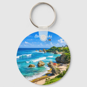 Bathsheba, Barbados - Tropical Beach Coast Key Ring