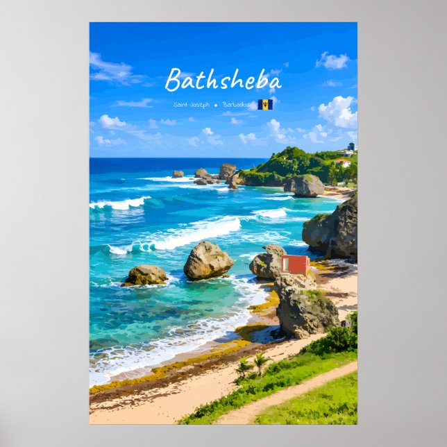 Bathsheba, Barbados - Tropical Beach Coast Poster (Front)