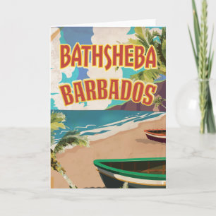 Bathsheba Barbados vintage vacation travel poster Holiday Card