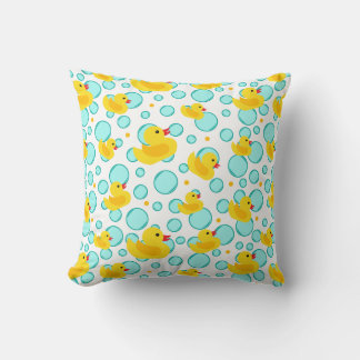 Bathtime Cute Yellow Rubber Ducks Bubbles Pattern Cushion