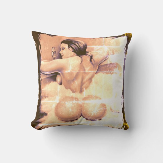 “Bathtime” Vintage Style Image  Cushion (Front)