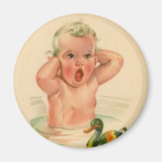 Bathtub Baby and Duck Vintage Retro Magnet