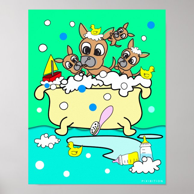 Bathtub Chihuahua Puppy Poster 13 (Front)