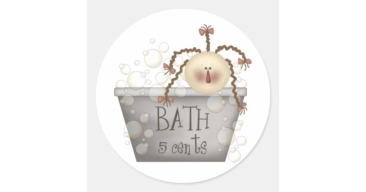 bathtub classic round sticker Zazzle.co.nz