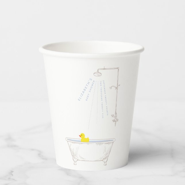 Bathtub Rubber Duck Baby Shower Gender Neutral Paper Cups (Front)