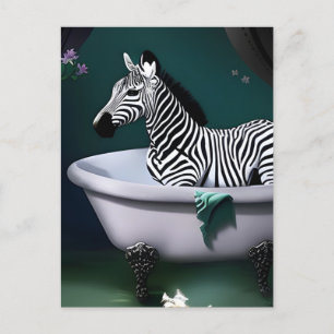 Bathtub Zebra Postcard