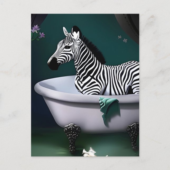 Bathtub Zebra Postcard (Front)