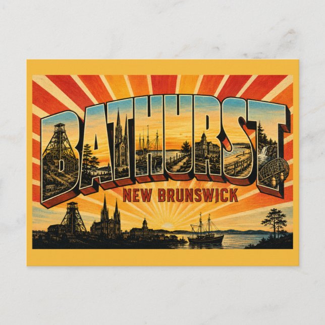 Bathurst New Brunswick Coastal Mining City Postcard (Front)