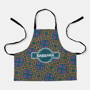 Batik Blue Orange Minimal Pattern Apron