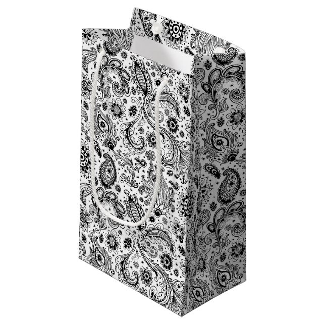 Batik boho style floral paisley pattern small gift bag (Front Angled)