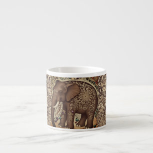 Batik,Elephant,Antique ,Vintage Style, Brown Giant Espresso Cup