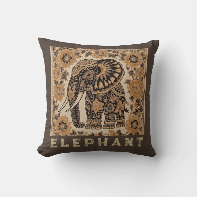 Batik Elephant Vintage Style Design, Retro  Cushion (Front)