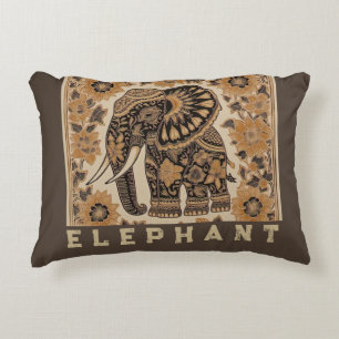 Batik Elephant Vintage Style Design, Retro Decorative Cushion