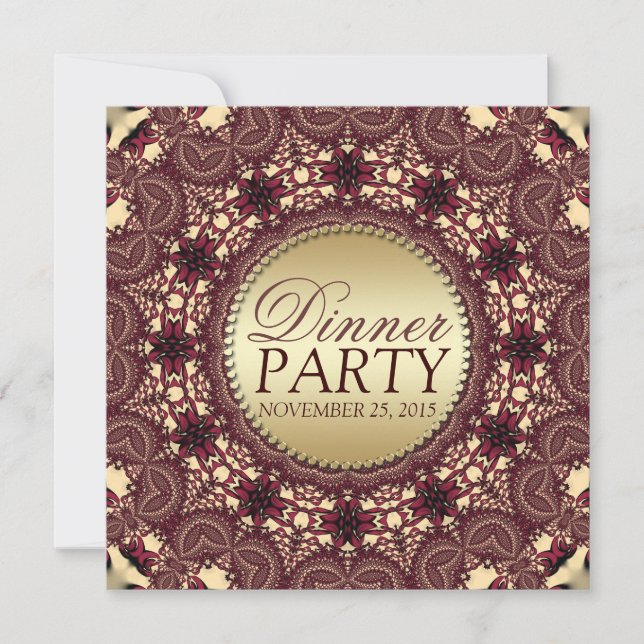 Batik Golden Earth Dinner Party Invitations (Front)