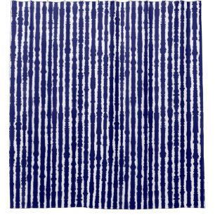 Batik Indigo Style Stripes Shower Curtain