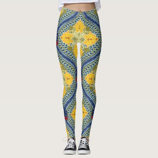Batik Indonesian Wax-Resist Dyeing Technique Leggings (Front)