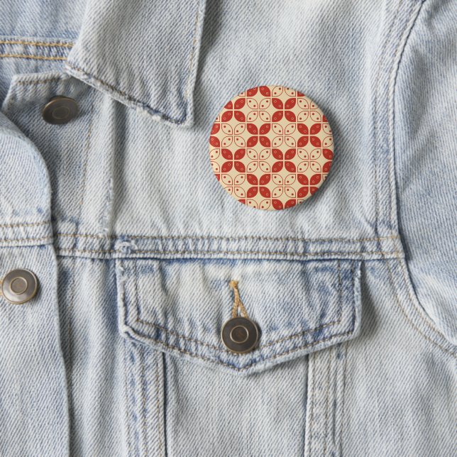 Batik Kawung, Indonesian Pattern, Javanese, Ethnic 6 Cm Round Badge (In Situ)