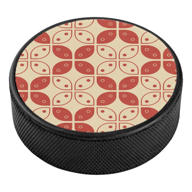 Batik Kawung, Indonesian Pattern, Javanese, Ethnic Hockey Puck (3/4)