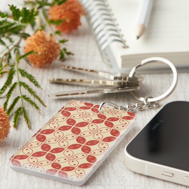 Batik Kawung, Indonesian Pattern, Javanese, Ethnic Key Ring (Front Right)