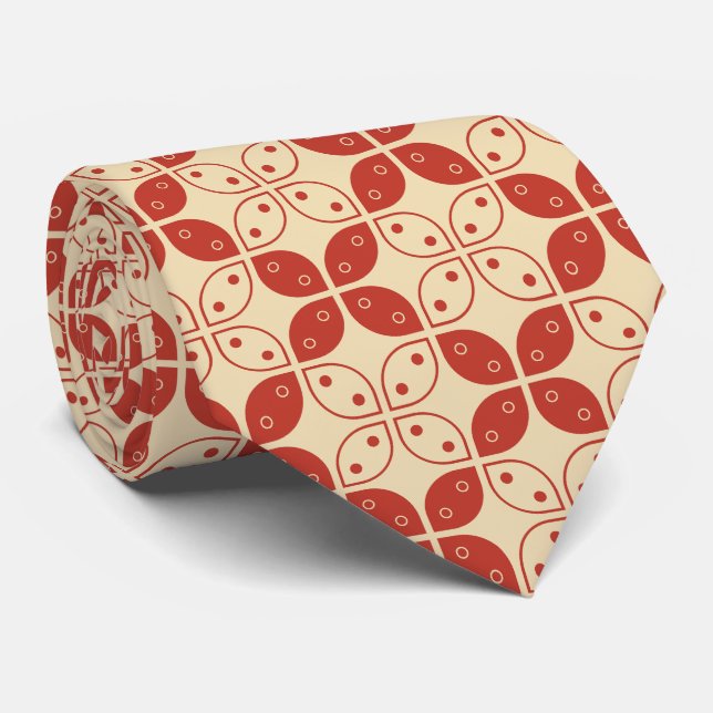 Batik Kawung, Indonesian Pattern, Javanese, Ethnic Tie (Rolled)