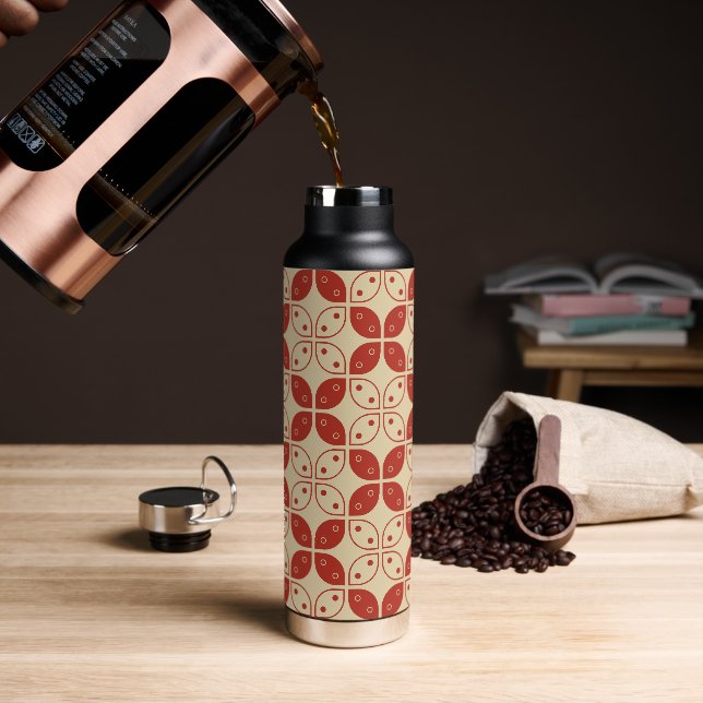 Batik Kawung, Indonesian Pattern, Javanese, Ethnic Water Bottle (Coffee)