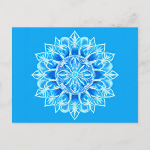 Batik Mandala Flower in Turquoise Postcard