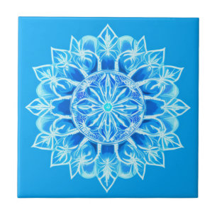 Batik Mandala Flower in Turquoise Tile