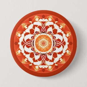 Batik Mandala Pattern in Rust Red 7.5 Cm Round Badge