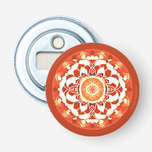 Batik Mandala Pattern in Rust Red Bottle Opener