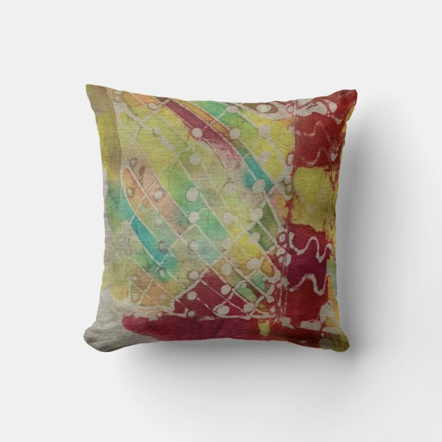 Batik Painting Boho Fibre Art Pillow (Front)