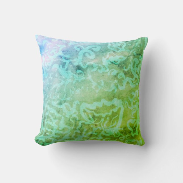 Batik Painting Boho Fibre Art Pillow (Front)