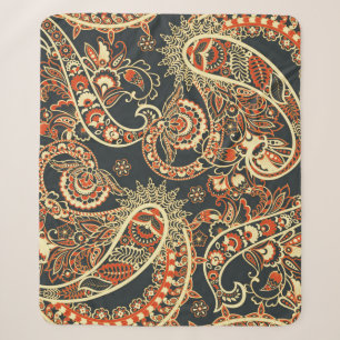 Batik Paisley: Vintage Seamless Pattern. Sherpa Blanket