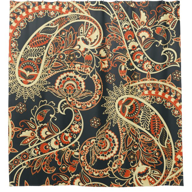Batik Paisley: Vintage Seamless Pattern. Shower Curtain (Front)