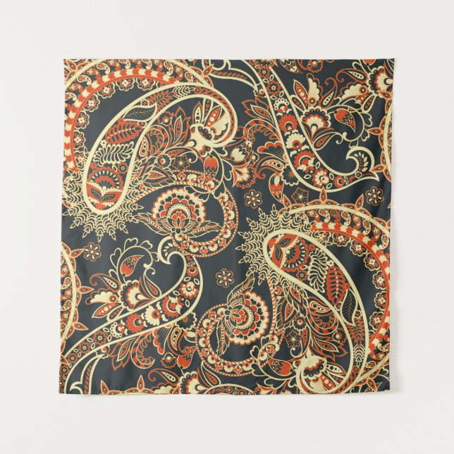 Batik Paisley: Vintage Seamless Pattern. Tapestry (Front)