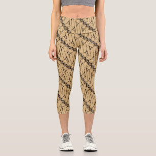Batik Parang, Indonesian Pattern, Javanese, Ethnic Capri Leggings