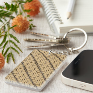 Batik Parang, Indonesian Pattern, Javanese, Ethnic Key Ring