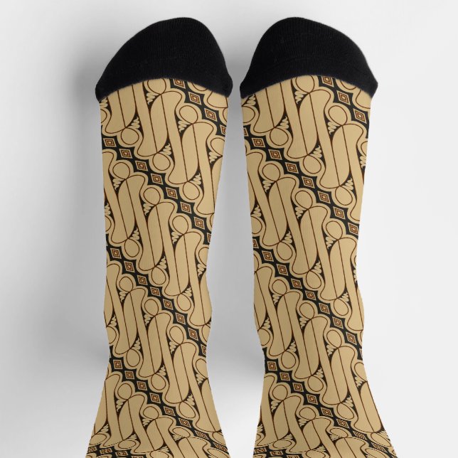 Batik Parang, Indonesian Pattern, Javanese, Ethnic Socks (Top)