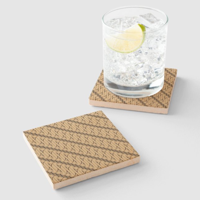 Batik Parang, Indonesian Pattern, Javanese, Ethnic Stone Coaster (Side)