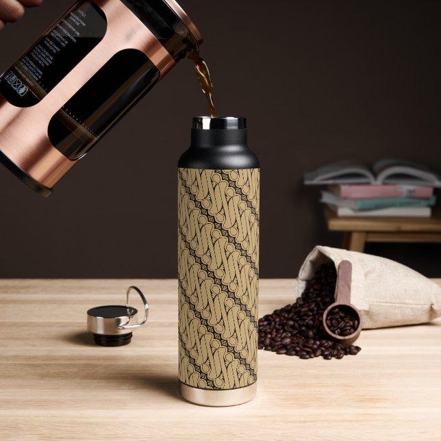 Batik Parang, Indonesian Pattern, Javanese, Ethnic Water Bottle (Coffee)
