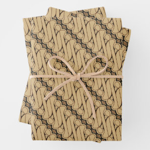 Batik Parang, Indonesian Pattern, Javanese, Ethnic Wrapping Paper Sheet