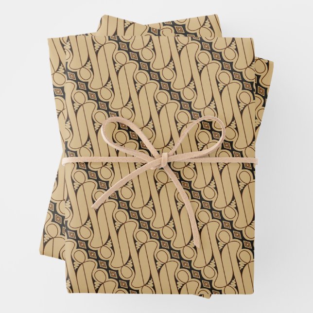 Batik Parang, Indonesian Pattern, Javanese, Ethnic Wrapping Paper Sheet (In situ)