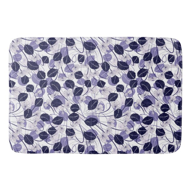 Batik Purple Leaves and Vines Illustration Pattern Bath Mat (Front)