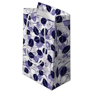 Batik Purple Leaves and Vines Illustration Pattern Small Gift Bag
