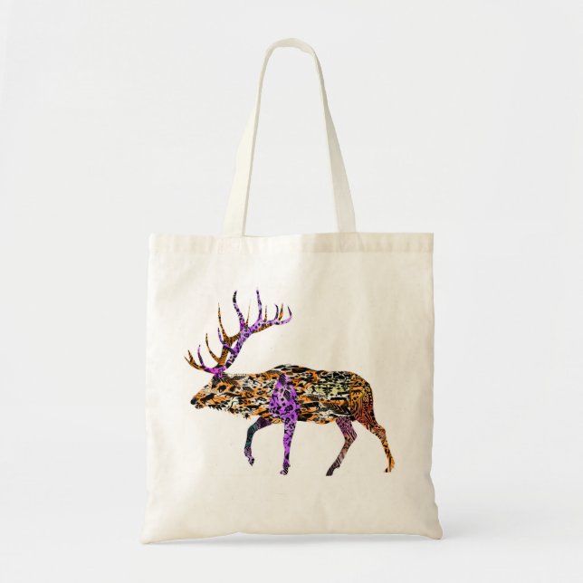 Batik Style Bull Elk tote bag (Front)