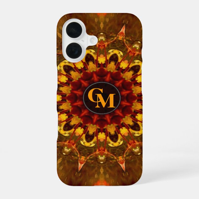 Batik Sunflower Monogram iPhone 16 Case (Back)