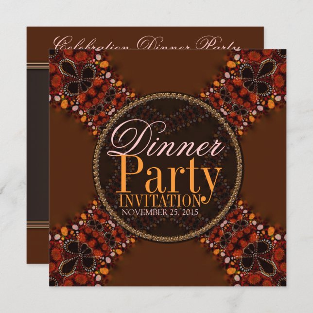 Batik Tribal Kross Dinner Party Invitations (Front/Back)