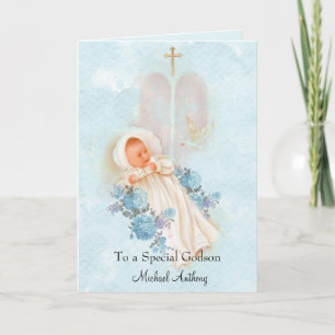 Batismal Baby Boy Christening Godson Card